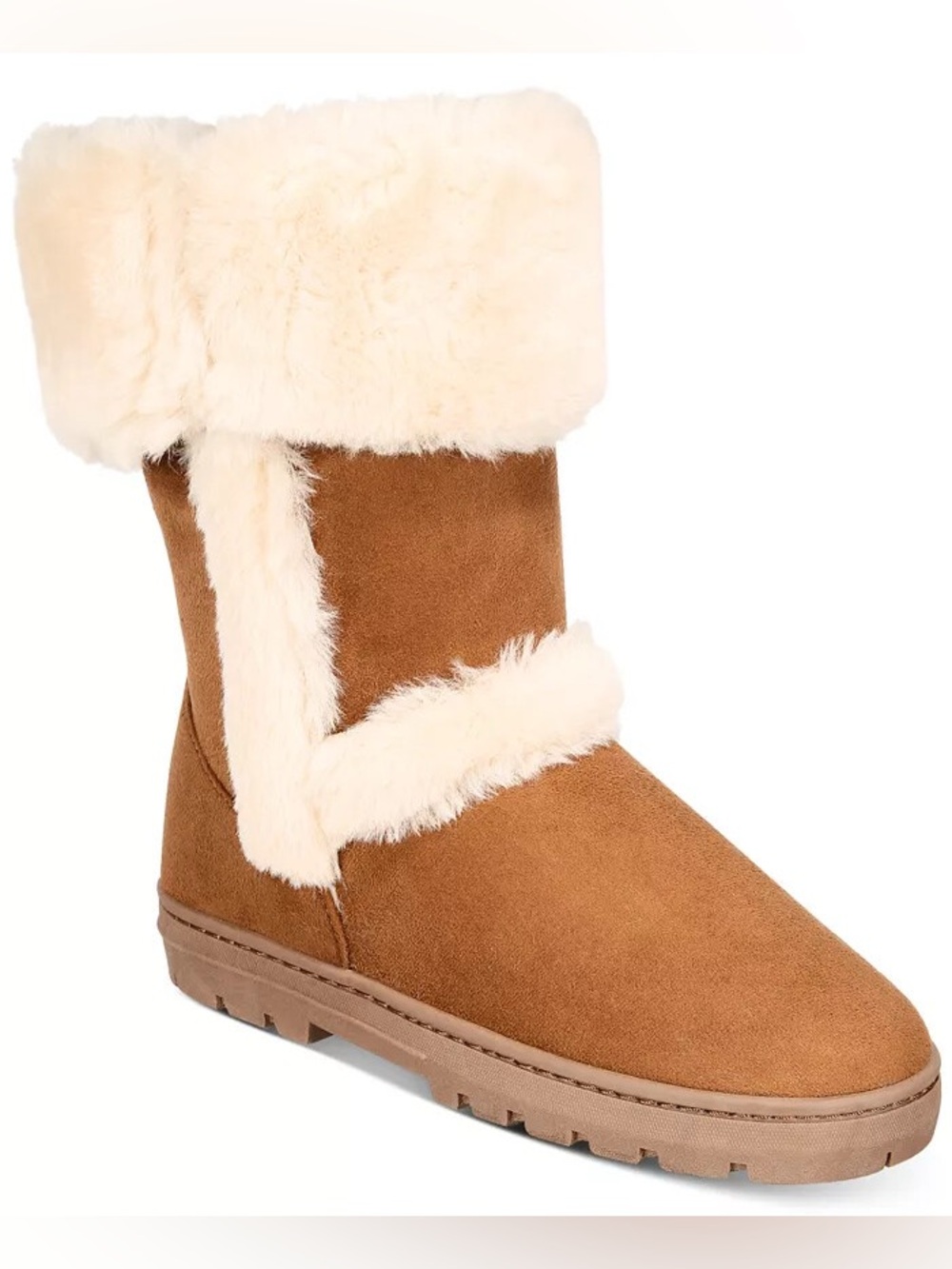 Style & Co Witty Chestnut Faux Suede Faux Fur Winter Boots Sz 6 BNWOB